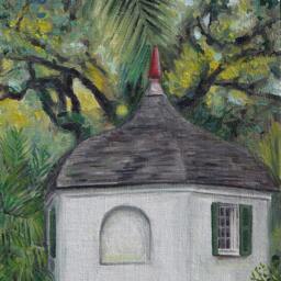 Houmas House Original Painting, Garden Scene, Louisiana Landscape, Tourist Place Near Nola - New Orleans - thumbnail 2