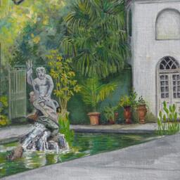 Houmas House Original Painting, Garden Scene, Louisiana Landscape, Tourist Place Near Nola - New Orleans - thumbnail 3