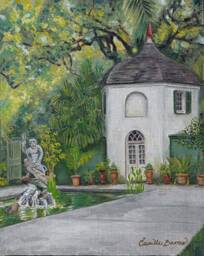 Houmas House Original Painting, Garden Scene, Louisiana Landscape, Tourist Place Near Nola - New Orleans - thumbnail 1
