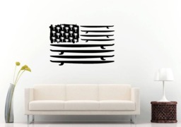 United States Usa Flag Surf Boards Palm Trees Ocean Sea Nautical Room Wall Sticker Decal Vinyl Mural Decor Art L2357 - thumbnail 1