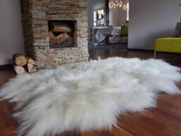 "Genuine Four Icelandic Sheepskin Rug, Cream White, Thick Wool, 79"" X 48" - thumbnail 1