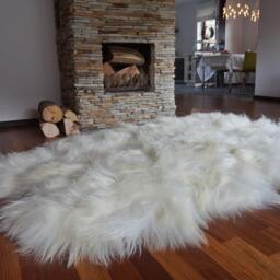 "Genuine Four Icelandic Sheepskin Rug, Cream White, Thick Wool, 79"" X 48" - thumbnail 2