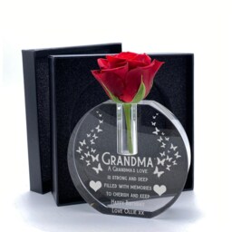 Personalised Grandma Gift Crystal Glass Flower Vase With Engraving Boxed - thumbnail 1