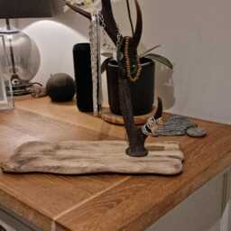 Solid Oak & Real Sika Deer Antler Jewellery Stand Natural Bare Wood Base .handmade - thumbnail 2