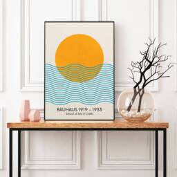 Bauhaus Print, Wave Wall Art, Living Room Modern Home Decor, Prints, Posters, Decor - thumbnail 1