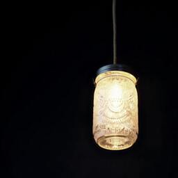 Hand Painted Mason Jar Lantern Boho Wedding Centerpiece - thumbnail 3