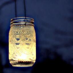 Hand Painted Mason Jar Lantern Boho Wedding Centerpiece - thumbnail 2
