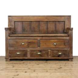 Rustic Pine Settle Bench With Drawers - Furniture - M-6682