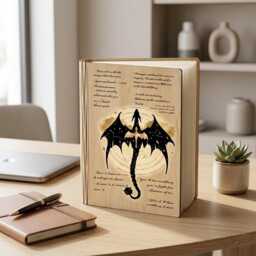 Fourth Wing Dragon Book Lamp, Rider Quote Led Fantasy Reader Gift, Foldable Lamp Night Light - thumbnail 2