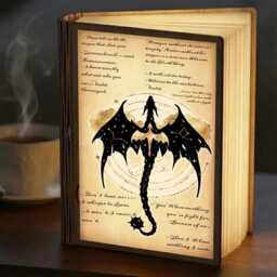 Fourth Wing Dragon Book Lamp, Rider Quote Led Fantasy Reader Gift, Foldable Lamp Night Light