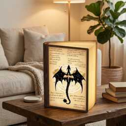 Fourth Wing Dragon Book Lamp, Rider Quote Led Fantasy Reader Gift, Foldable Lamp Night Light - thumbnail 3
