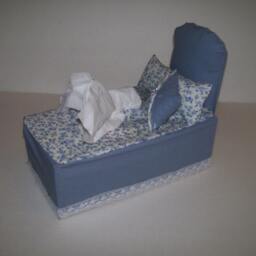 Bed Shaped , Tissue Box Cover Two Mini Pillows Blue Floral Novelty Fabric Craft Home Decor Unique Design - thumbnail 3