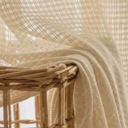 Linen Texture Sheer Curtain Farmhouse Plaid Rod Pocket Drapes - thumbnail 3