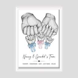 Personalised Grandparent Fists Team Print Gift - Up To 4 Children Unframed - thumbnail 3