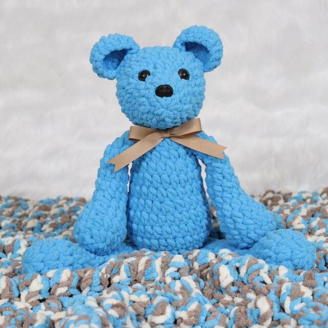 Teddy Bear & Blanket Set, Baby Rattle Stroller Blanket, Nursery Toy, Shower Gift Toddler Gifts - image 1