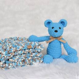 Teddy Bear & Blanket Set, Baby Rattle Stroller Blanket, Nursery Toy, Shower Gift Toddler Gifts - thumbnail 2