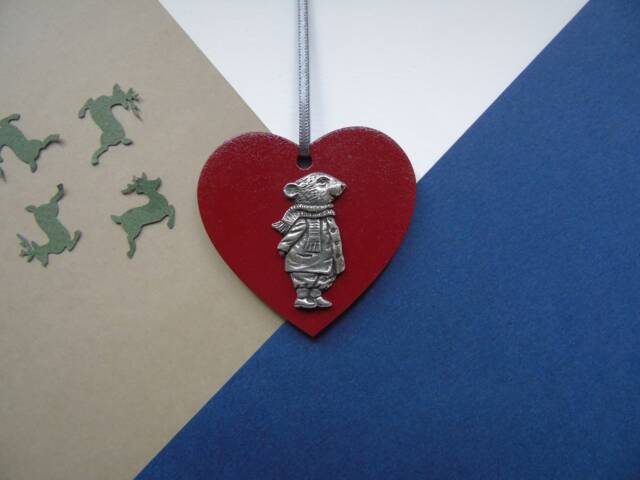 Ratty Wooden Heart Decoration - Wind in The Willows Christmas Gift Book Lover Home Decor Unique - image 1
