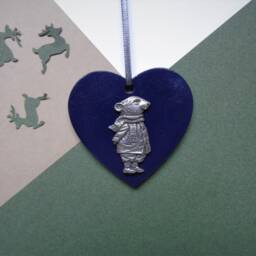 Ratty Wooden Heart Decoration - Wind in The Willows Christmas Gift Book Lover Home Decor Unique - thumbnail 3