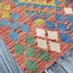 Runner Rug Classic, Handmade Artisan Afghan Turkish, Scandinavian, Navajo, Bohemian, Wool Flatweave Multicolour Kilim 195x73 cm - thumbnail 2