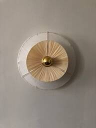 Fixed Light Wall Lamp in Raffia & Linen Veil Galia D. 30cm - Portable On Request - thumbnail 1