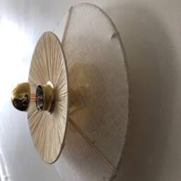 Fixed Light Wall Lamp in Raffia & Linen Veil Galia D. 30cm - Portable On Request - thumbnail 3