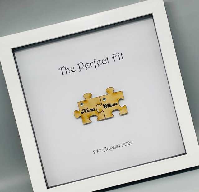 Personalized Wedding Jigsaw Picture Frame, Newlywed Gift, Unique Wall Art - image 1