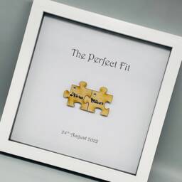 Personalized Wedding Jigsaw Picture Frame, Newlywed Gift, Unique Wall Art - thumbnail 4