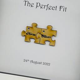 Personalized Wedding Jigsaw Picture Frame, Newlywed Gift, Unique Wall Art - thumbnail 3