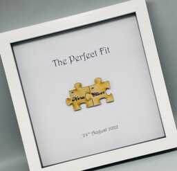 Personalized Wedding Jigsaw Picture Frame, Newlywed Gift, Unique Wall Art - thumbnail 1