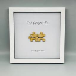 Personalized Wedding Jigsaw Picture Frame, Newlywed Gift, Unique Wall Art - thumbnail 2