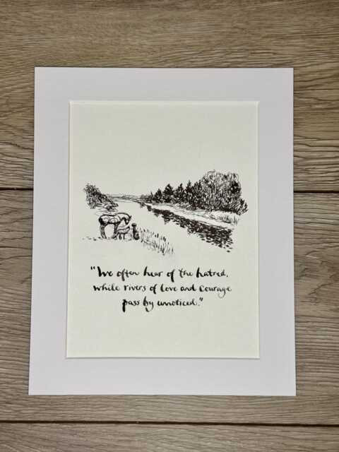 New - Charlie Mackesy Mounted Print The Boy, Mole, Fox, Horse & The Storm Book Page Art