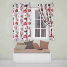 Cute Kawaii Desserts Candy Cakes & Sweet Treat Characters Seamless Pattern Readymade Eyelet Ring Top Thermal 100% Blackout Curtains - thumbnail 1