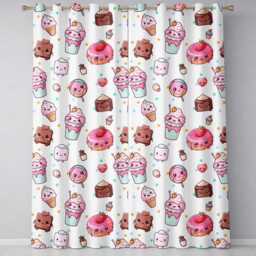 Cute Kawaii Desserts Candy Cakes & Sweet Treat Characters Seamless Pattern Readymade Eyelet Ring Top Thermal 100% Blackout Curtains - thumbnail 2