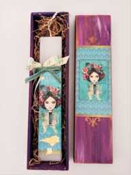 Girl With Roses Easter Candle Greek Lampada, Scented Handmade Candle - thumbnail 1