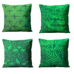 Zoffany Printed Green 100% Silk Cushion Cover, Throw Pillow Homeware Decor - thumbnail 2
