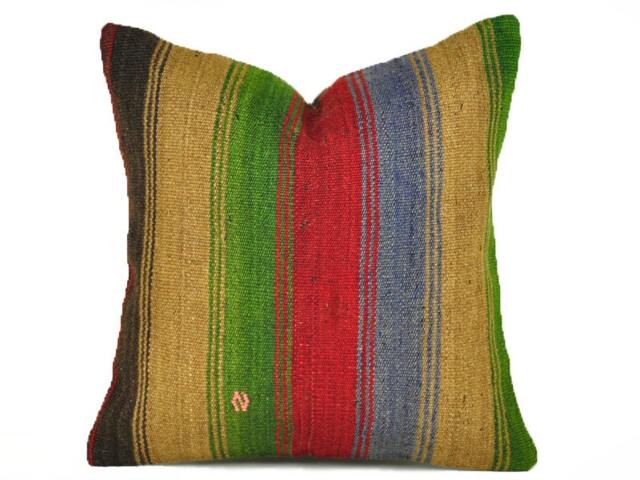 Handwoven Wool Kilim Pillow Cover - image 1