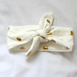 Gold Dot Baby Blanket, Hat, Headband Set - thumbnail 4