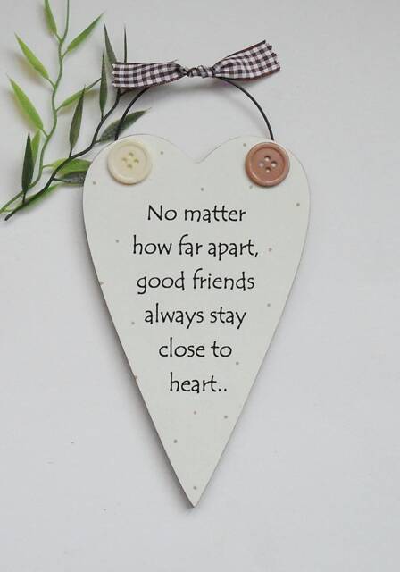 No Matter How Far Apart Distance Good Friends Friendship Wooden Gift Heart Plaque/Sign - image 1