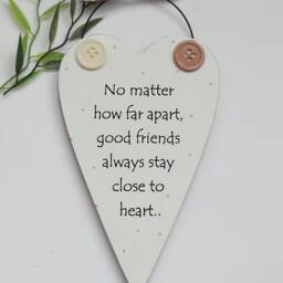 No Matter How Far Apart Distance Good Friends Friendship Wooden Gift Heart Plaque/Sign - thumbnail 2