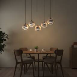 Curved Ceramic Chandelier, Contemporary Stairwell Pendant Lighting Statement - Naaya Scala
