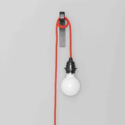 Red Portable Shade Ready Plug-In Pendant - Hanging Swag Industrial Light Use As Wall Sconce & Bedside Lamp Christmas New Home Gift - thumbnail 2