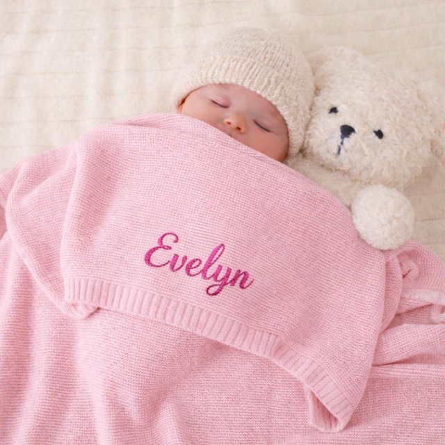 Custom Embroidered Blanket, Baby Name Newborn Soft Lap Unique New Gift - image 1