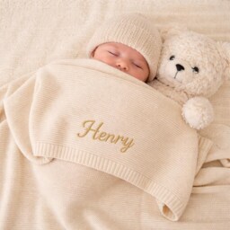Custom Embroidered Blanket, Baby Name Newborn Soft Lap Unique New Gift - thumbnail 2