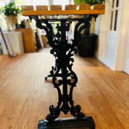 Hallway Occasional Patio Table Cast Iron & Oak Wood - thumbnail 4