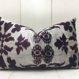 Handwoven Silk Ikat Pillow Cover 12x20 - Modern Accent Cushion - thumbnail 2