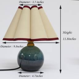 Handmade Khaki Fabric Table Lamp With Burgundy Trim Ceramic Base - thumbnail 2