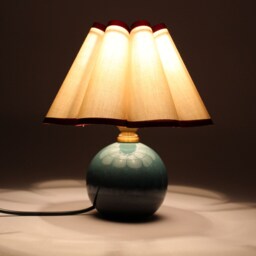 Handmade Khaki Fabric Table Lamp With Burgundy Trim Ceramic Base - thumbnail 4
