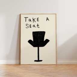 Retro Wall Art Living Room Print, Hand Drawn Take A Seat Dining Art, Mid Century Modern Cool Prints - thumbnail 2
