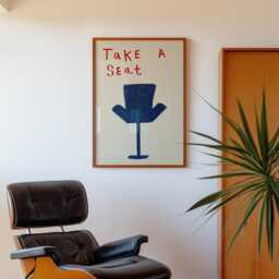Retro Wall Art Living Room Print, Hand Drawn Take A Seat Dining Art, Mid Century Modern Cool Prints - thumbnail 3