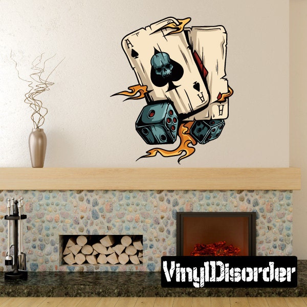 Gambling Poker Pocket Rockets Wall Decal - Fabric Vinyl Removable & Reusable Gamblinguscolor015Et